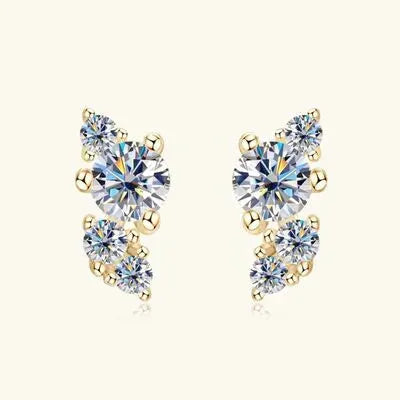 925 Sterling Silver Moissanite Stud Earrings Moissanite - Tophatter Daily Deals